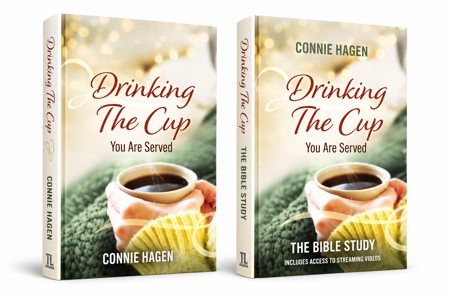 Drinking the Cup You Are Served by Connie Hagen: book and Bible study standing side by side